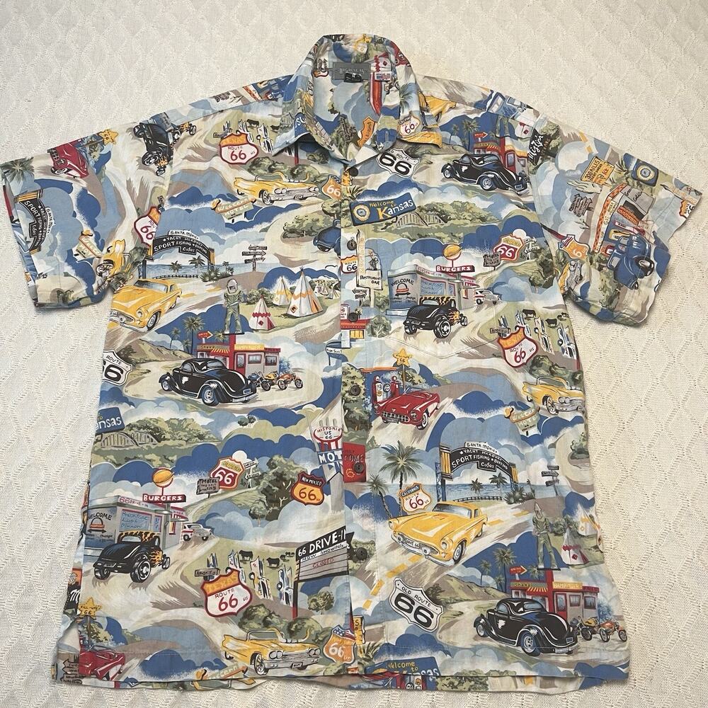 Vintage High Seas Trading Co. Shirt Mens M Made In USA California Cars Burgers